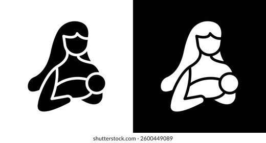 Breastfeeding icons vectors set in solid style.