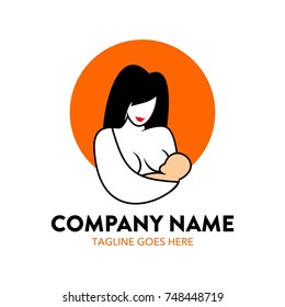 breastfeeding illustration logo. editable. vector