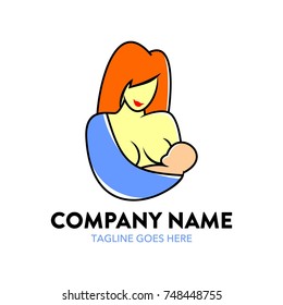 breastfeeding illustration logo. editable. vector