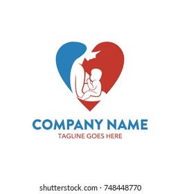 breastfeeding illustration logo. editable. vector
