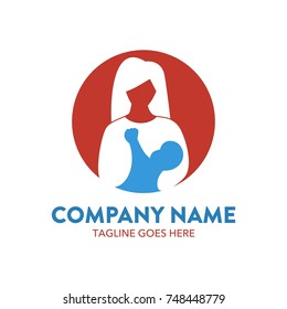 breastfeeding illustration logo. editable. vector