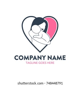 breastfeeding illustration logo. editable. vector