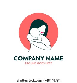 breastfeeding illustration logo. editable. vector