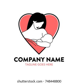 breastfeeding illustration logo. editable. vector
