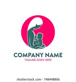 breastfeeding illustration logo. editable. vector