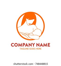 breastfeeding illustration logo. editable. vector