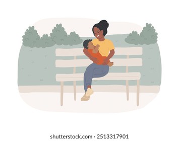 Breastfeeding isolated cartoon vector illustrations. Mom breastfeeding her baby, happy motherhood, mothers home routine, young parents daily chores, tenderness and coziness vector cartoon.