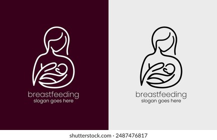 Breastfeeding logo, baby love, child mom, motherhood pregnancy icon, kid love logo concept