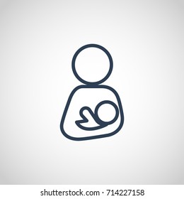 Breastfeeding mom and her newborn baby child vector icon illustration
