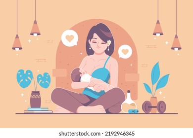 breastfeeding mother concept illustration design