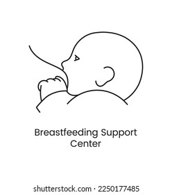 Breastfeeding Support Center icon line in vector, illustration of a woman breastfeeding a baby.