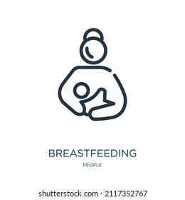 breastfeeding thin line icon. love, woman linear icons from people concept isolated outline sign. Vector illustration symbol element for web design and apps.