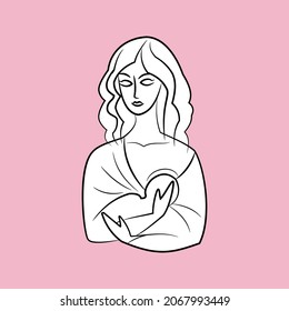 Lactancia materna. Pegatina blanca y negra vectorial.