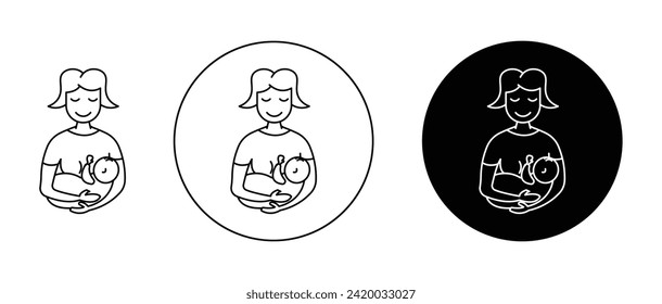 Juego de Ilustración del Vector de Lactancia Materna. Leche materna para el bebé, señalización adecuada para aplicaciones y sitios web estilo de diseño de interfaz de usuario.