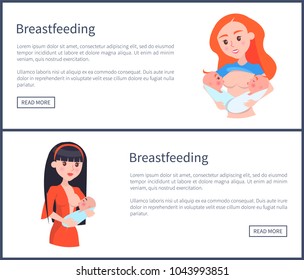 Breastfeeding Web Posters Set Push Button Stock Vector (Royalty Free ...