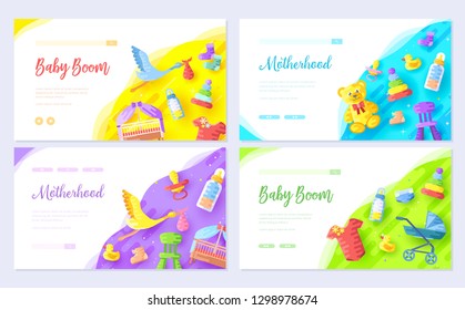 breastfeeding week  vector brochure cards set. Child infographic template of flyear, web banner, ui header, enter site. Invitation concept background. Layout illustration modern slider