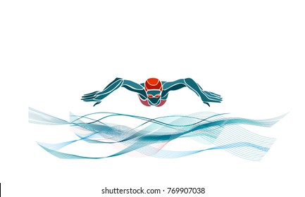 Breaststroke Swimmer Female Silhouette. Sport swimming