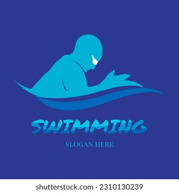 breaststroke swimming crawl logo design vector illustration