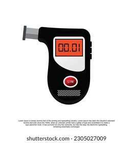  Breath analyzer test machine,Digital alcohol tester . flat vector illustration.