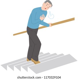 Breath and climb the stairs is painful senior citizen