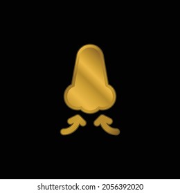 Breath gold plated metalic icon or logo vector