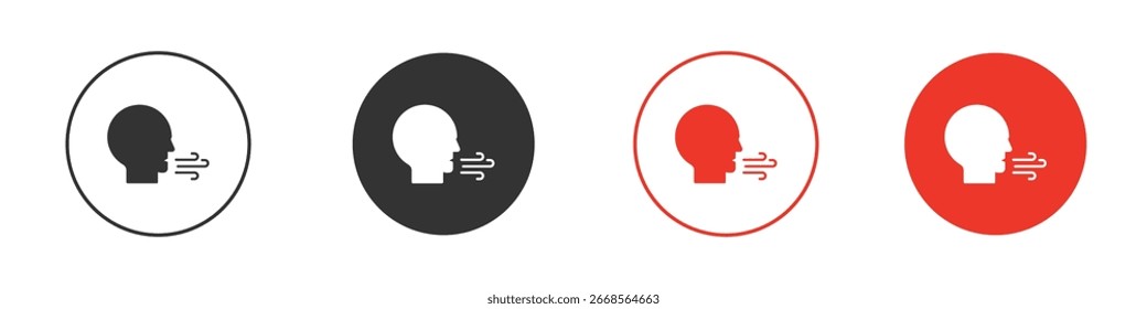 Icono de respiración. Iconos de vector de estilo negro. Símbolo de signo aislado
