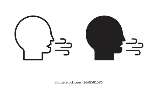 Icono de respiración Vector blanco y negro Gráfico