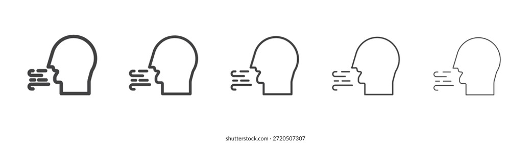 Icono de respiración en el concepto de trazos lineales