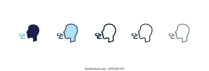Breath icon set on white background