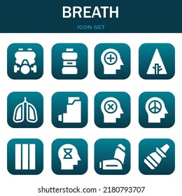 breath icon set. Vector  illustrations related with Gas mask, Mouthwash and Mind