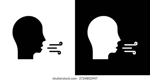 Paquete de diseño de ilustración plana de Vector de silueta de icono de respiración.