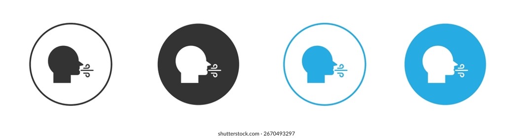 Icono de la respiración, estilo plano simple, ilustración, Plantilla del pictograma del símbolo de la muestra del logotipo, para ui o ux.