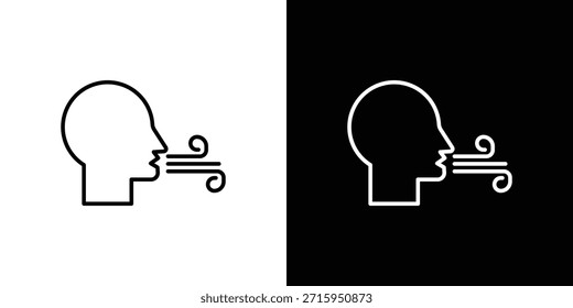 Icono de respiración. Símbolo plano simple. Ilustración de pictograma de contorno negro perfecto