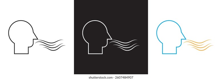 Breath  icon. Vector  for websites, mobile interfaces, presentations,  banner, visual branding etc. Vector illustration. isolated on white and black background. EPS 10