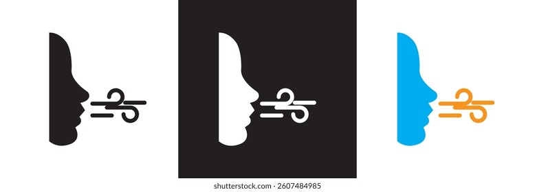 Breath  icon. Vector  for websites, mobile interfaces, presentations,  banner, visual branding etc. Vector illustration. isolated on white and black background. EPS 10