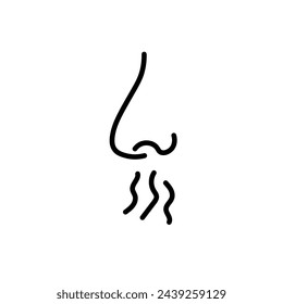 Breath smell nose line icon. Odour breath smell stroke web human sneeze air icon symbol illustration concept