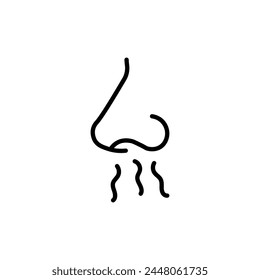 Breath smell nose line icon. Odour breath smell stroke web human sneeze air icon symbol illustration concept