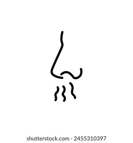 Breath smell nose line icon. Odour breath smell stroke web human sneeze air icon symbol illustration concept