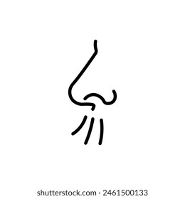 Breath smell nose line icon. Odour breath smell stroke web human sneeze air icon symbol illustration concept