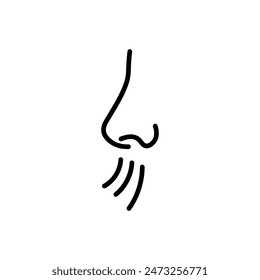 Breath smell nose line icon. Odour breath smell stroke web human sneeze air icon symbol illustration concept