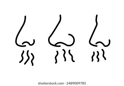 Breath smell nose line icon. Odour breath smell stroke web human sneeze air icon symbol illustration concept