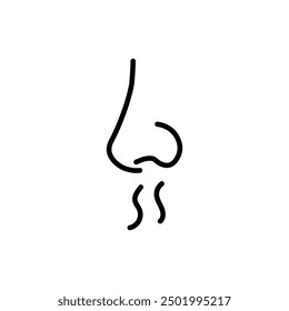 Breath smell nose line icon. Odour breath smell stroke web human sneeze air icon symbol illustration concept