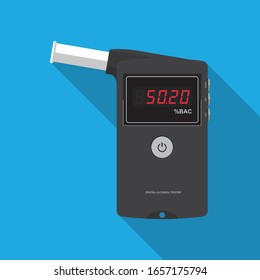 Breath Test Machine,Digital Alcohol Tester Vector Flat Design.