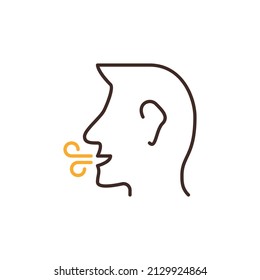 Concepto de vector de aliento icono de línea moderna - Signo de hombre tostado 