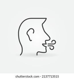 Icono de contorno de concepto de vector de respiración. Símbolo del hombre tostado en línea delgada