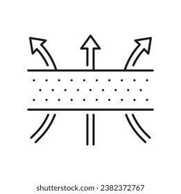 Atembare Absorptionsfläche, Schichtfasermaterial einzeln auf der Umrisslinie. Vektorwasserabweisende Textilien, wasserdichte Levelstapel