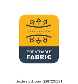 Breathable fabric icon, vector, label sign.