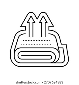 vetor de ícone de linha de tecido respirável. sinal de tecido respirável. símbolo de contorno isolado ilustração preta