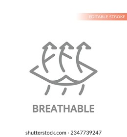 Breathable fabric line vector icon. Clothing features outline symbol.