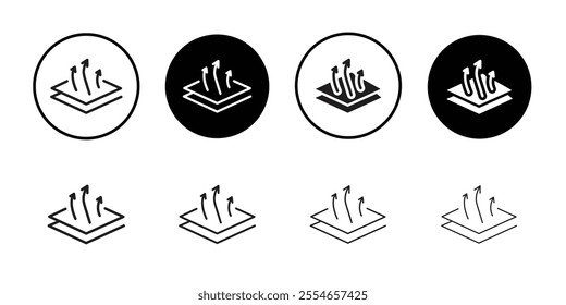 Breathable leather icon Thin line vector illustration set